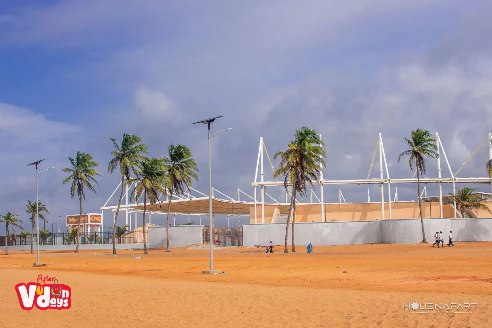 Esplanade of the Door of No Return lined with palm trees, Ouidah, Benin